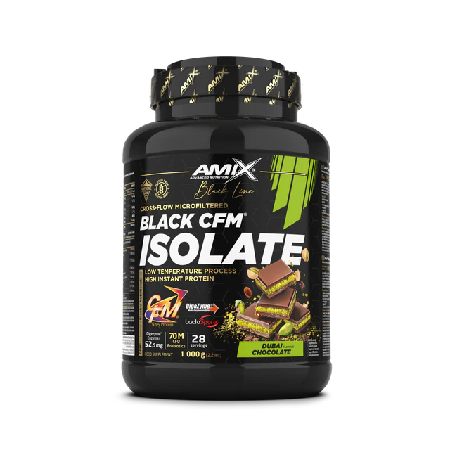 black-cfm_isolate_dubai-chocolate_1000g Proteína Black CFM Isolate 1KG AMIX Black Line - Imagen 1
